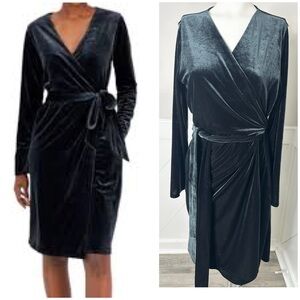 ALFANI GREEN WRAP VELVET DRESS/ NWT / LARGE